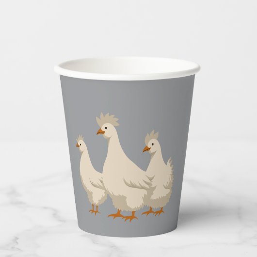 Three French Hens Cut-Out Stencil-Style 3 紙コップ (正面)
