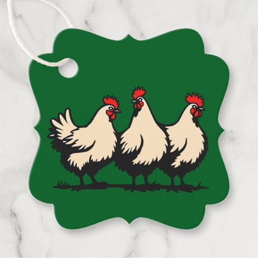 Three French Hens Cut-Out Stencil-Style 4 フェイバータグ (正面)