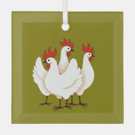 Three French Hens Retro Mid-Century Cut-Out 1 ガラスオーナメント