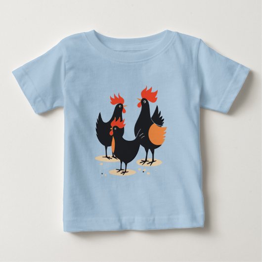 Three French Hens Retro Mid-Century Cut-Out 2 ベビーTシャツ (正面)