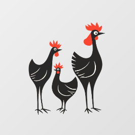 Three French Hens Retro Mid-Century Cut-Out 3 ウィンドウサイン
