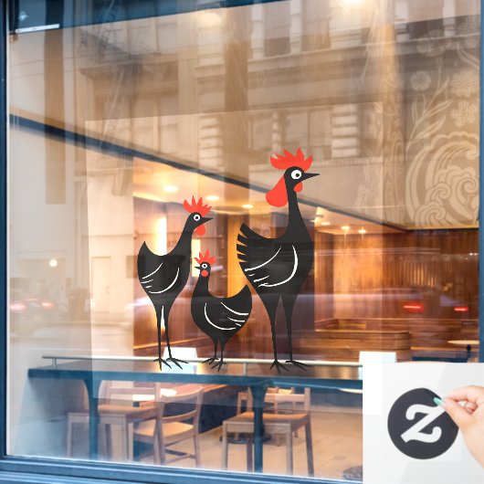 Three French Hens Retro Mid-Century Cut-Out 3 ウィンドウサイン (カフェ窓)