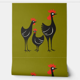 Three French Hens Retro Mid-Century Cut-Out 3 壁紙