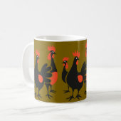 Three French Hens Retro Mid-Century Cut-Out 4 コーヒーマグカップ (正面左)