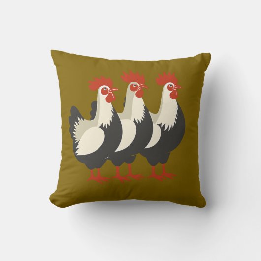 Three French Hens Retro Mid-Century Cut-Out 7 クッション (正面)