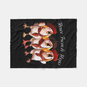 Three French Hens Singing The 12 Days Song, Christ フリースブランケット (正面(横))
