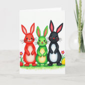Three Friends Rabbit Pattern Card カード (正面)