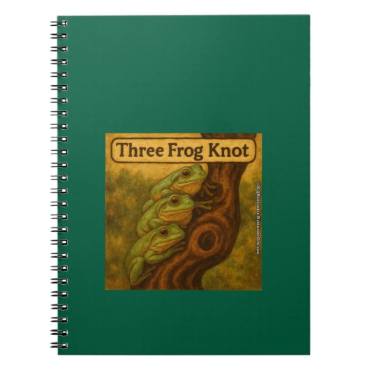 Three Frog Knot – Whimsical Amphibian Wordplay Art ノートブック (正面)