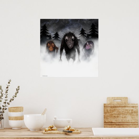 Three funny monster trolls ポスター (キッチン)