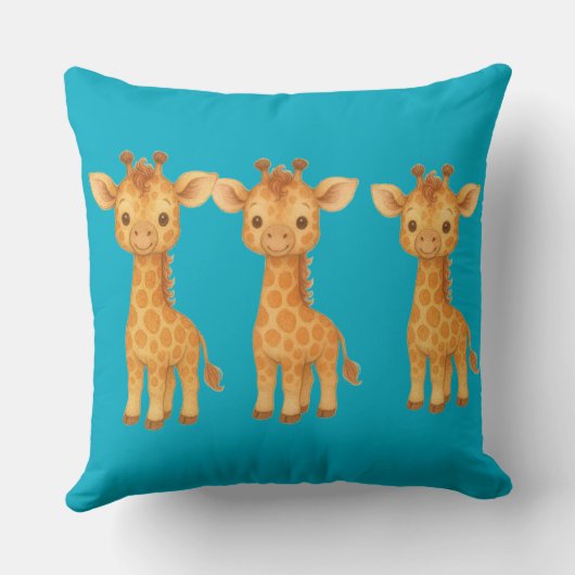 "Three Giraffe Friends" Throw Pillow クッション (裏面)