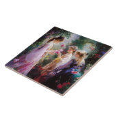 Three girls playing in a garden  タイル (側面)