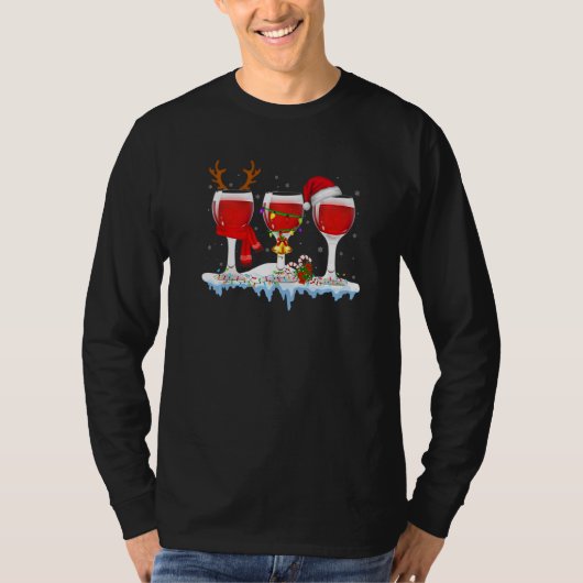 Three Glass Of Red Wine  Drinker Christmas Tシャツ (正面)