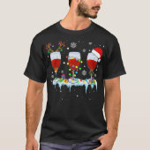 Three Glass Of Red Wine Funny Drinker Christmas Tシャツ (正面)
