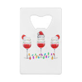 Three Glasses of Wine Christmas Lights Santa Hat X クレジットカード栓抜き (裏面)