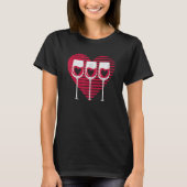Three Glasses Wine  Heart  Couples Valentine's Day Tシャツ (正面)