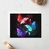 Three Glowing Butterflies on night background ノートカード (正面/裏面インサイチュ)