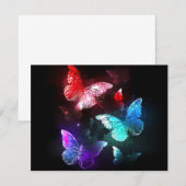 Three Glowing Butterflies on night background ノートカード (正面/裏面)