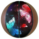 Three Glowing Butterflies on night background バスケットボール (縦)