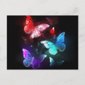 Three Glowing Butterflies on night background 案内ポストカード (正面)