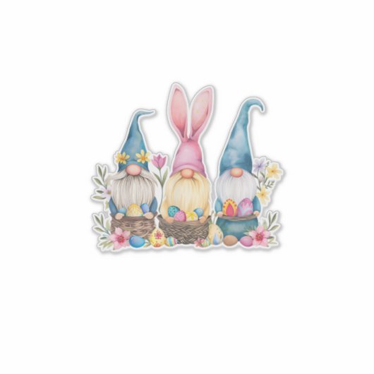 Three Gnome Easter Gnome Easter Egg T-Shirt シール (正面)