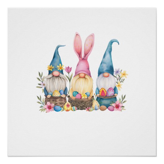 Three Gnome Easter Gnome Easter Egg T-Shirt ポスター (正面)