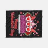 Three Gnomes And Leopard Truck Happy Valentine's D フリースブランケット (正面(横))