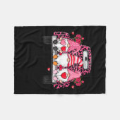 Three Gnomes And Leopard Truck Happy Valentine's D フリースブランケット (正面(横))