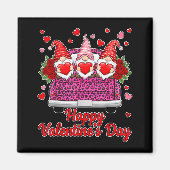 Three Gnomes And Leopard Truck Happy Valentine's D マグネット (正面)