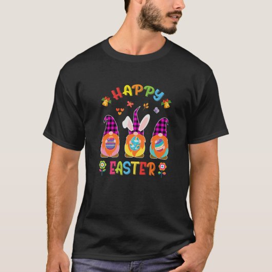Three Gnomes Bunny Holding Egg Happy Easter Day Me Tシャツ (正面)