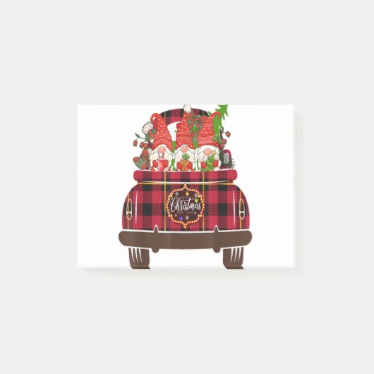 Three Gnomes Car Plaid Matching Family Merry Chris ポストイット (正面)