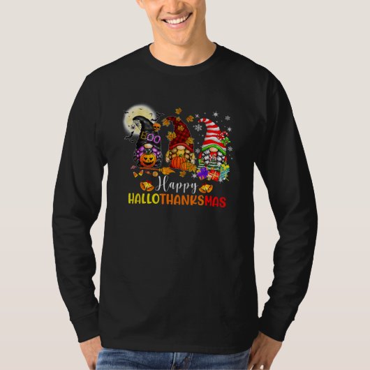 Three Gnomes Halloween Merry Christmas Happy Hallo Tシャツ (正面)