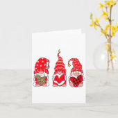 Three Gnomes Holding Heart Leopard Happy Valentine カード (黄色い花)