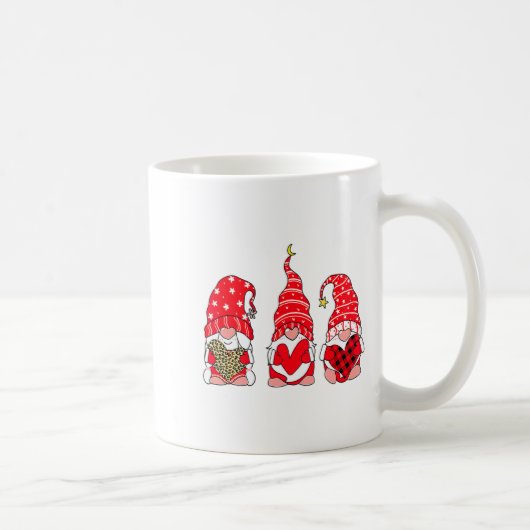 Three Gnomes Holding Heart Leopard Happy Valentine コーヒーマグカップ (右)