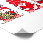 Three Gnomes Holding Heart Leopard Happy Valentine ポスター (角)