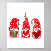 Three Gnomes Holding Heart Leopard Happy Valentine ポスター (正面)