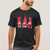 Three Gnomes Holding Heart Leopard Happy Valentine Tシャツ (正面)