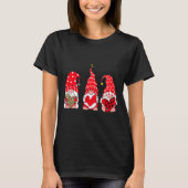 Three Gnomes Holding Heart Leopard Happy Valentine Tシャツ (正面)