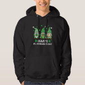 Three Gnomes Holding Shamrock Leopard Plaid St Pat パーカ (正面)