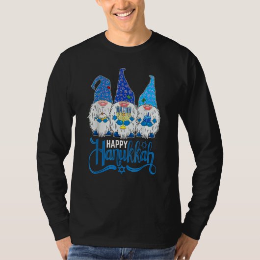 Three Gnomes Menorah Dreidel Hanukkah Chanukah Jew Tシャツ (正面)