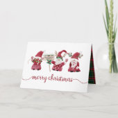 Three Gnomes Reindeer Christmas Family Photo シーズンカード (正面)