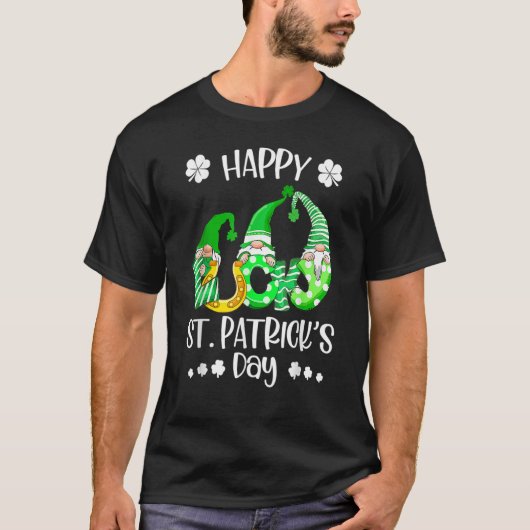 Three Gnomes Shamrock Happy St Patrick's Day Go Lu Tシャツ (正面)