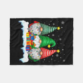 Three Gnomes Tree Lights Men Women Matching Xmas H フリースブランケット (正面(横))