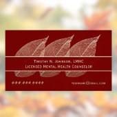 Three Golden Leaves on Maroon Counselor Therapist マグネット名刺
