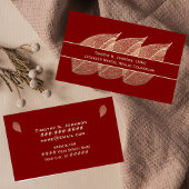 Three Golden Leaves on Maroon Counselor Therapist 名刺