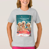 Three golden retriever puppies tシャツ (正面)