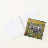 Three grey wolf pups waiting for mischief  ノートブック (内部)