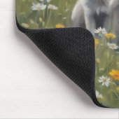 Three grey wolf pups watching for mischief マウスパッド (コーナー)