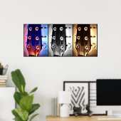 Three Guitar Headsミュージシャン音楽愛好家アート ポスター (ホームオフィス)