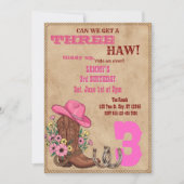Three Haw Pink, Western 3rd Birthday 招待状 (正面)
