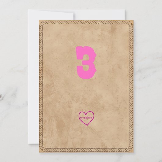 Three Haw Pink, Western 3rd Birthday 招待状 (裏面)